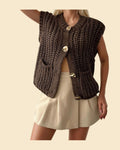 Chunky Knit Vest With Statement Buttons