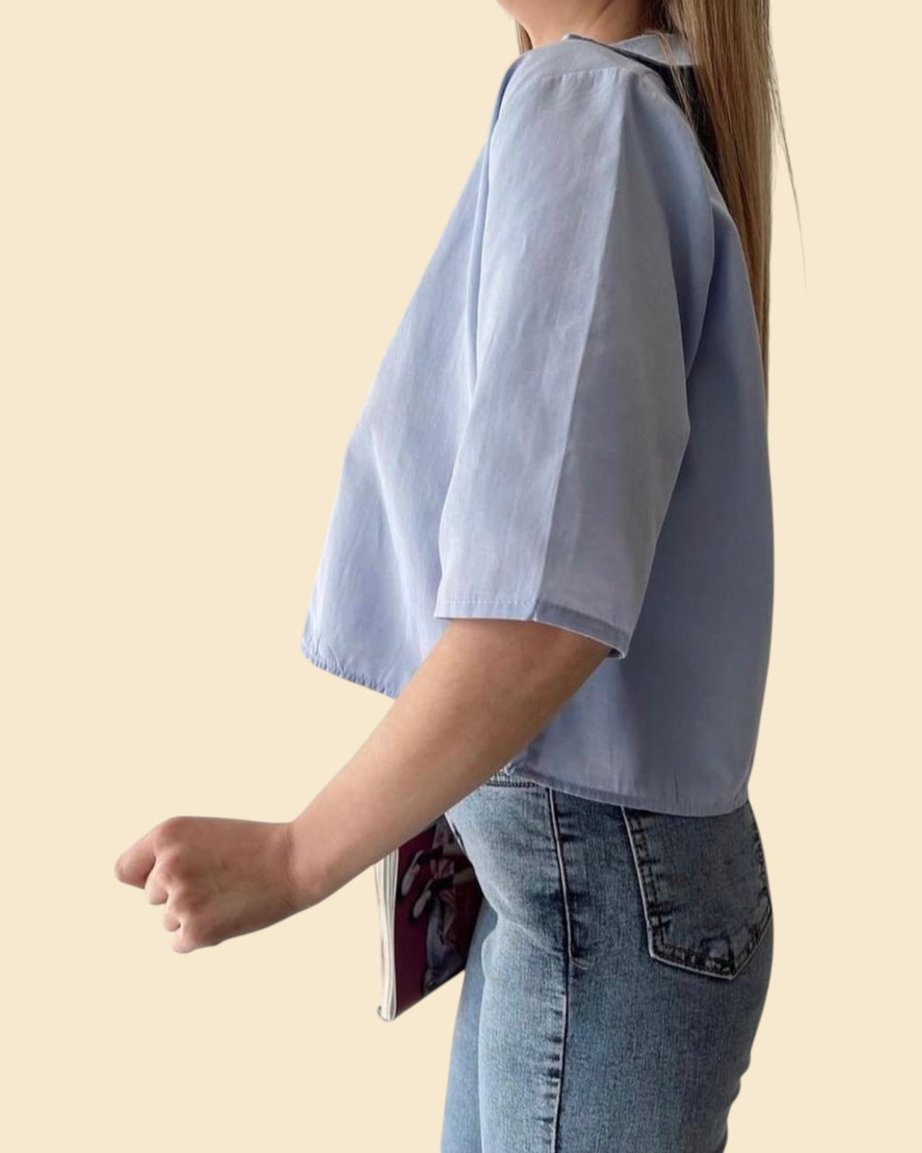 Classic Cropped Button-Up Shirt