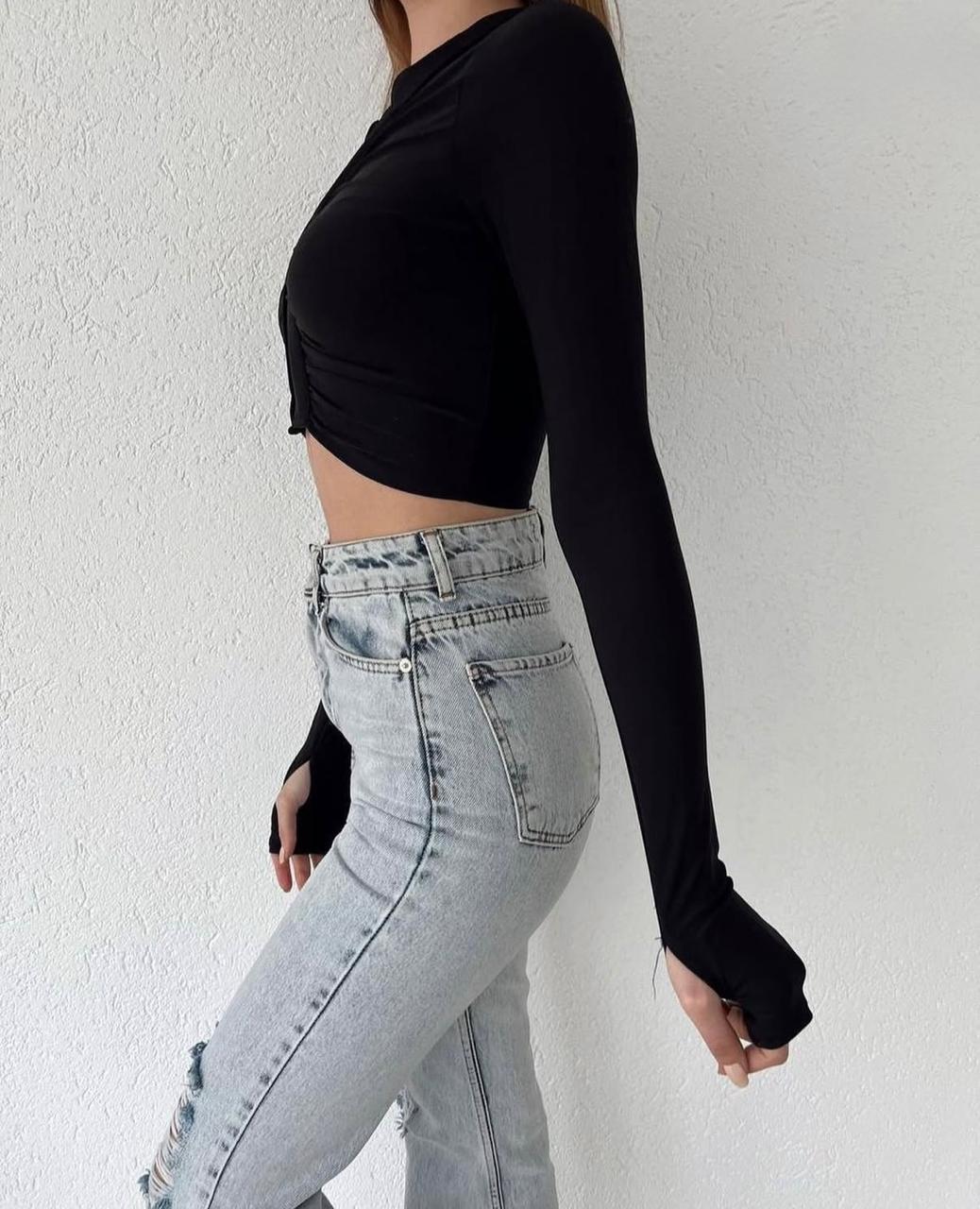 Long Sleeve Hook And Eye Top