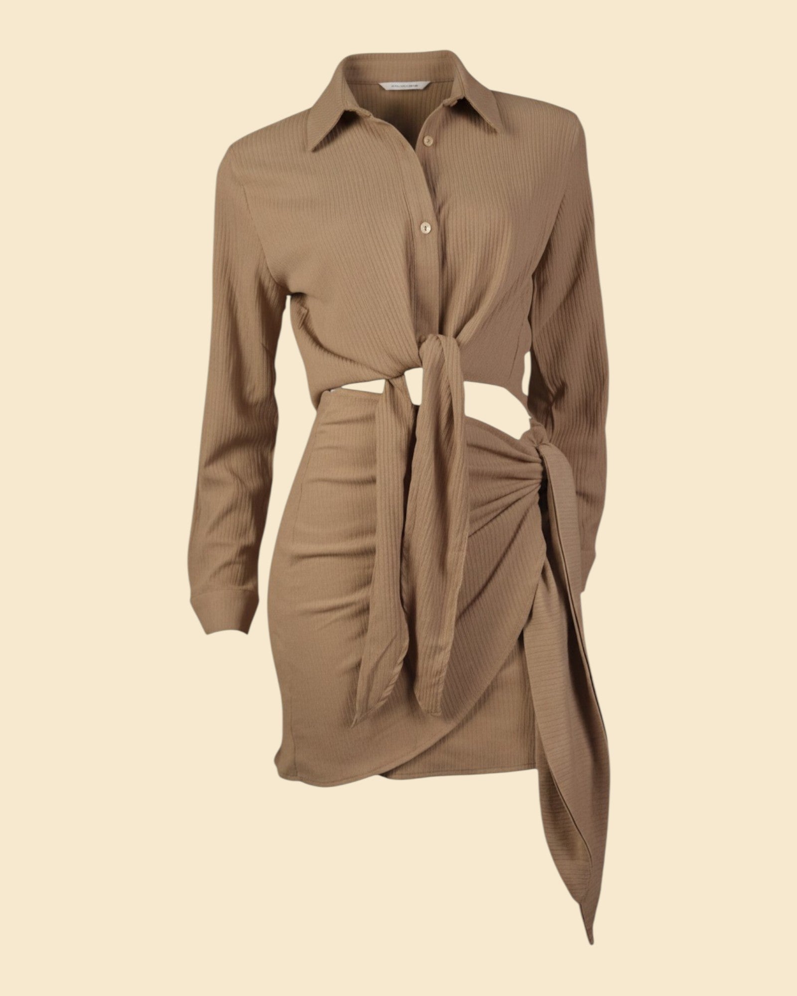 Textured Wrap-Front Shirt & Mini Skirt Set