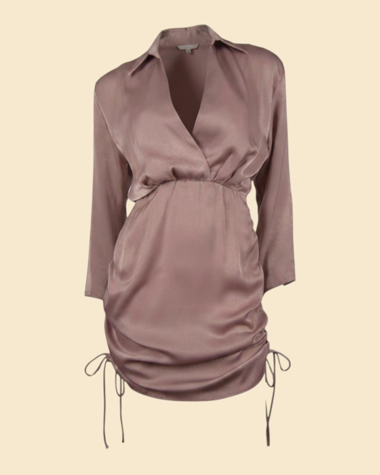 Black Long-Sleeve Ruched Mini Dress
