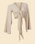 Statement Bell-Sleeve Tie Crop Top