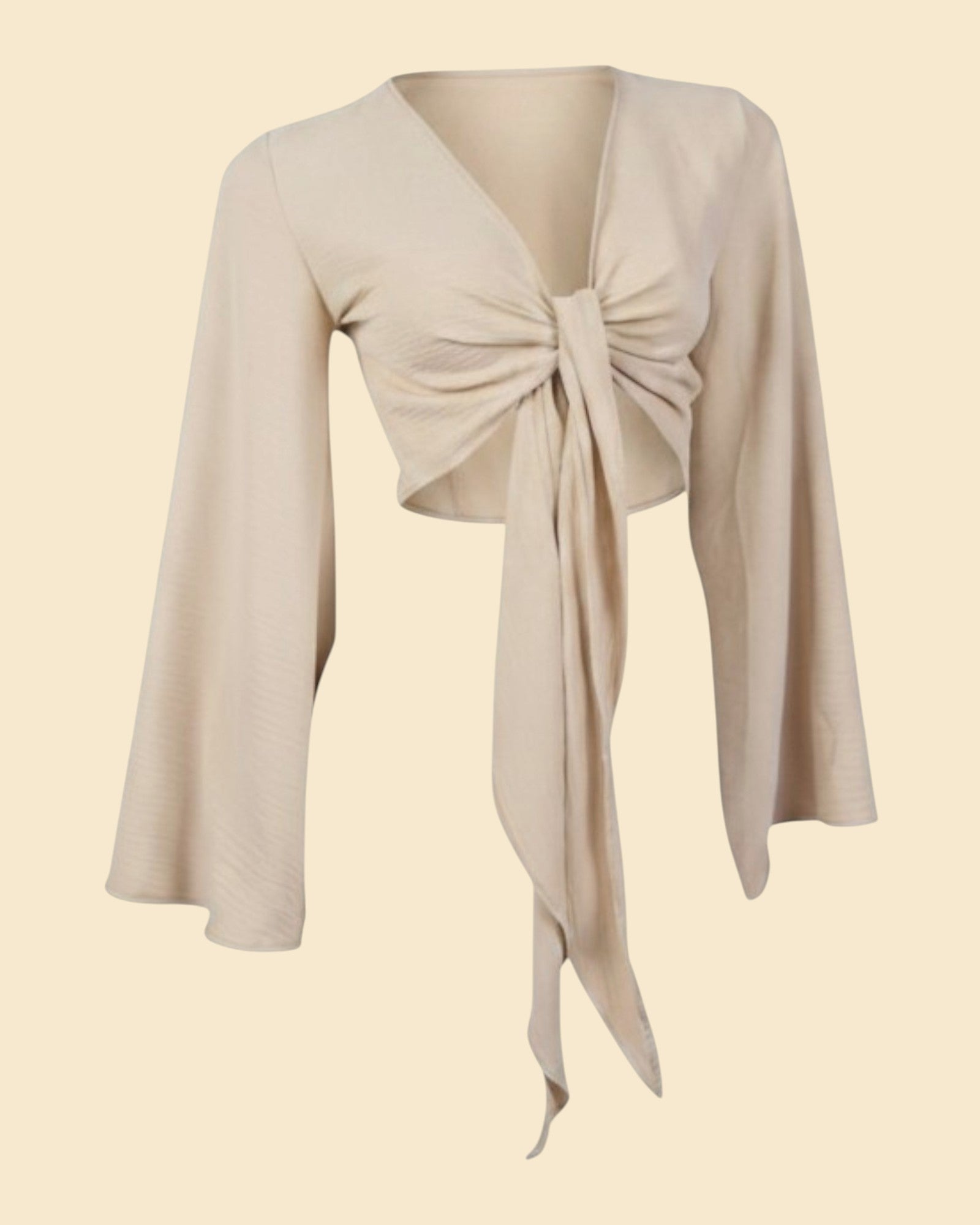 Statement Bell-Sleeve Tie Crop Top