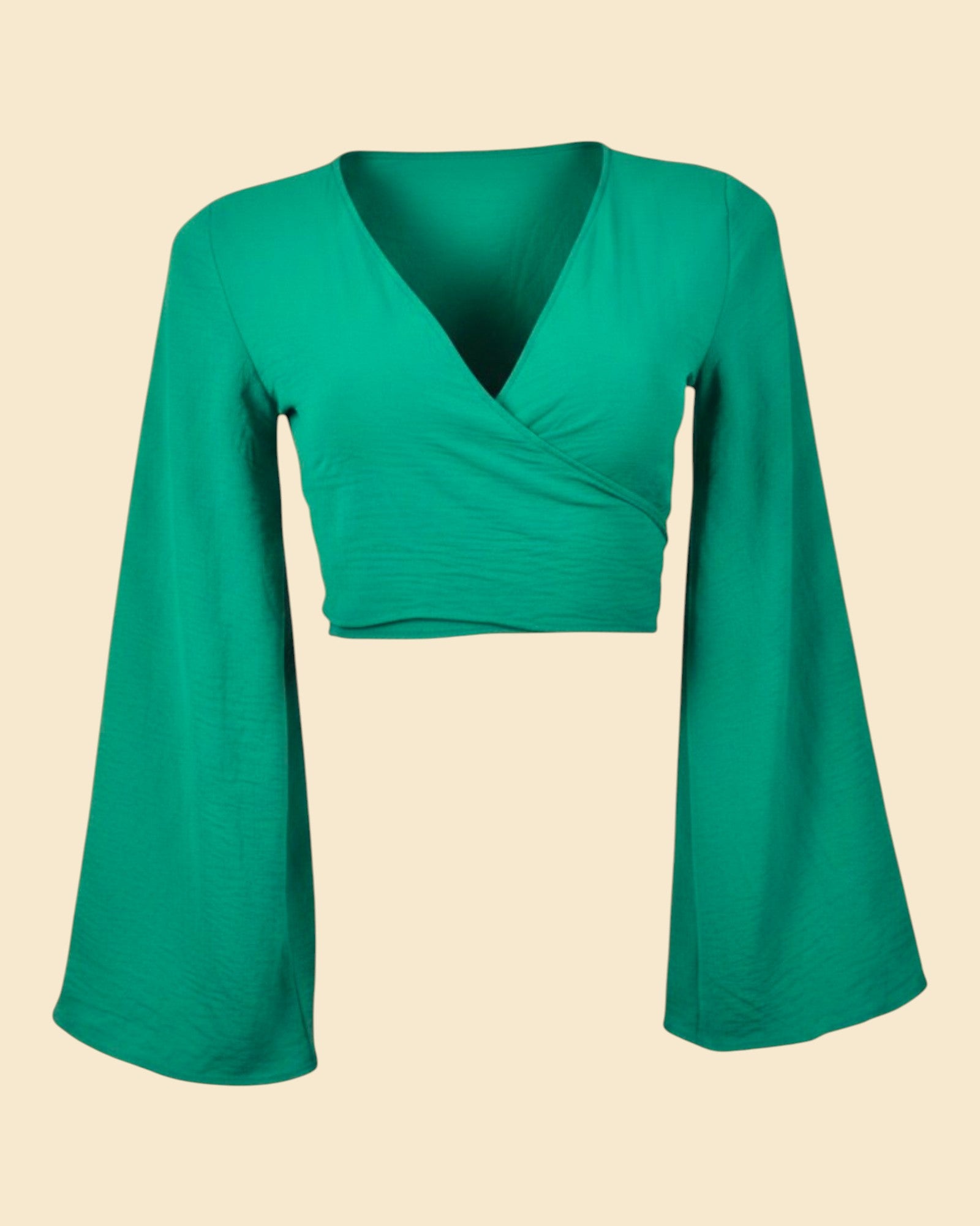 Statement Bell-Sleeve Tie Crop Top