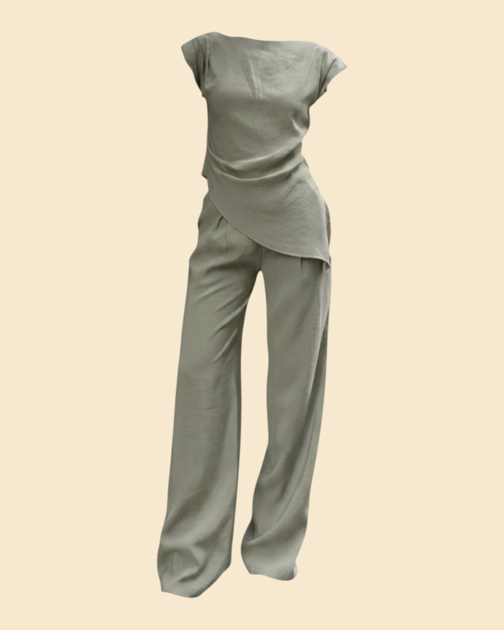 Taupe Minimal Sleeveless Set