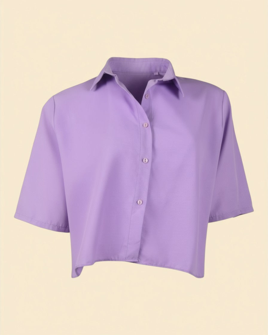 Classic Cropped Button-Up Shirt