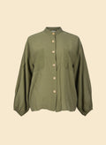 Army Green Volume Sleeve Blouse