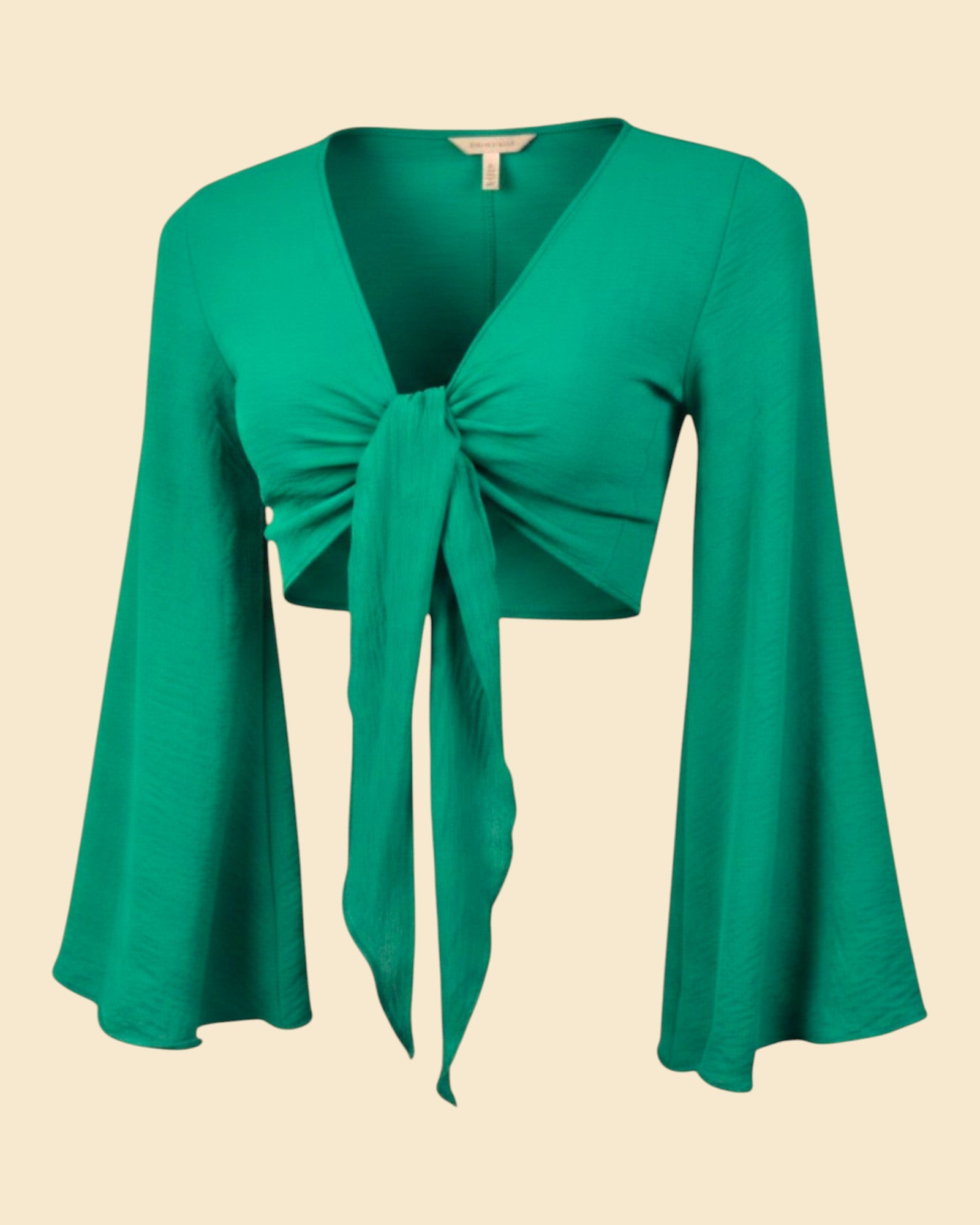 Statement Bell-Sleeve Tie Crop Top