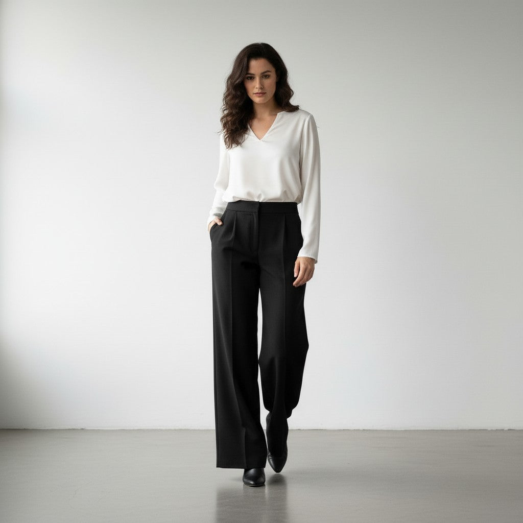 Classic High-Waist Tailored Trousers