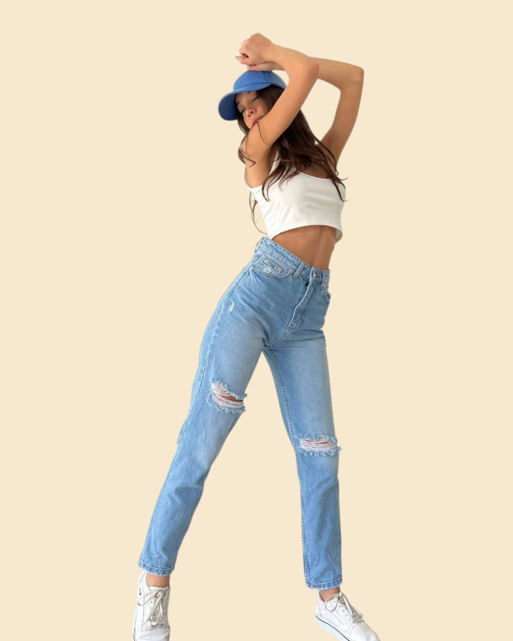 Mom Fit Knee Ripped jeans