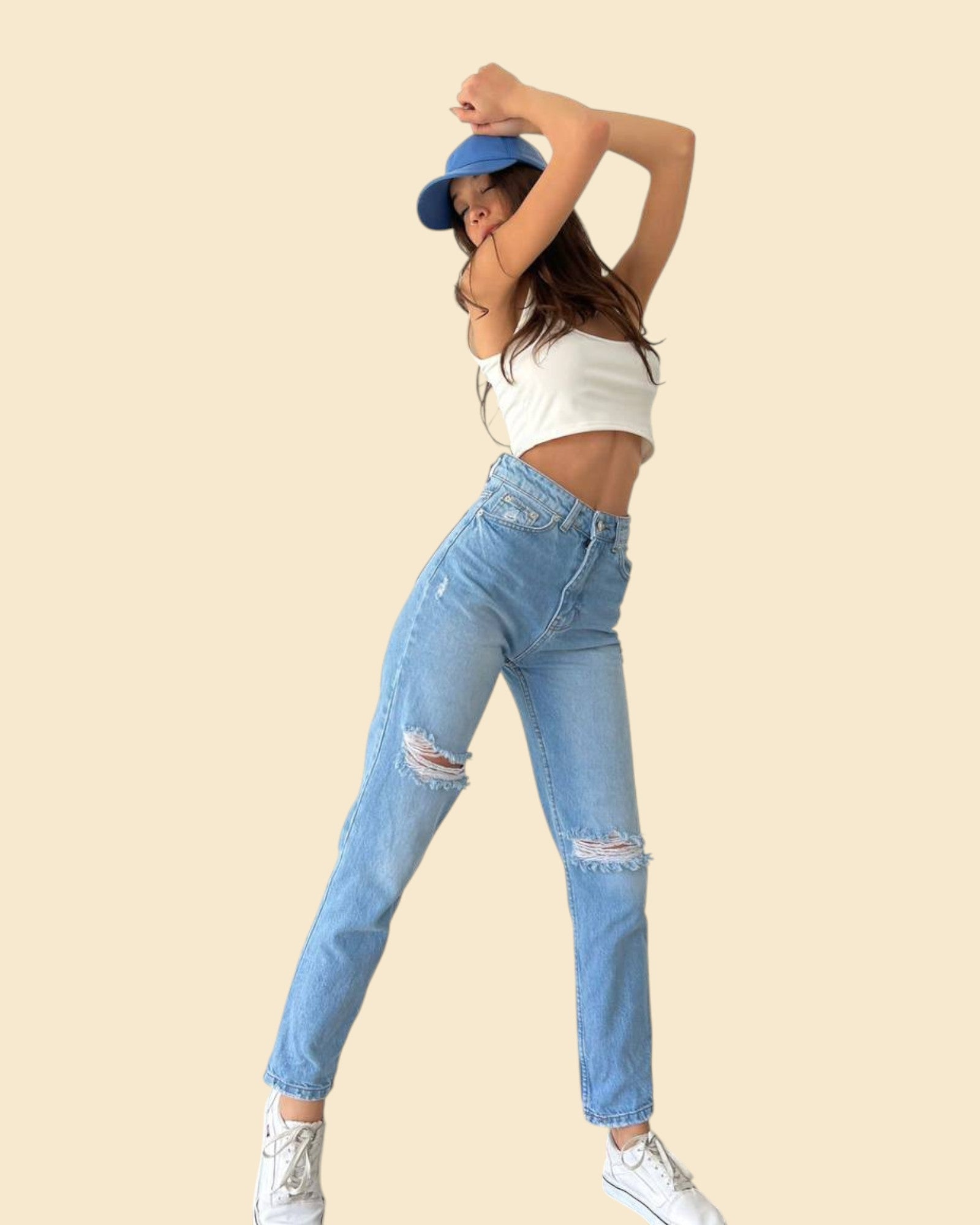 Mom Fit Knee Ripped jeans