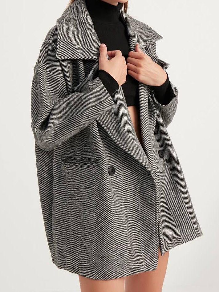 Oversized Herringbone Blazer Coat