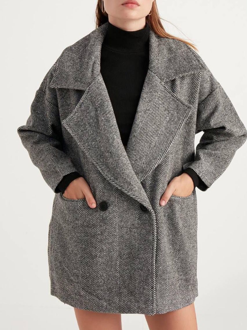 Oversized Herringbone Blazer Coat