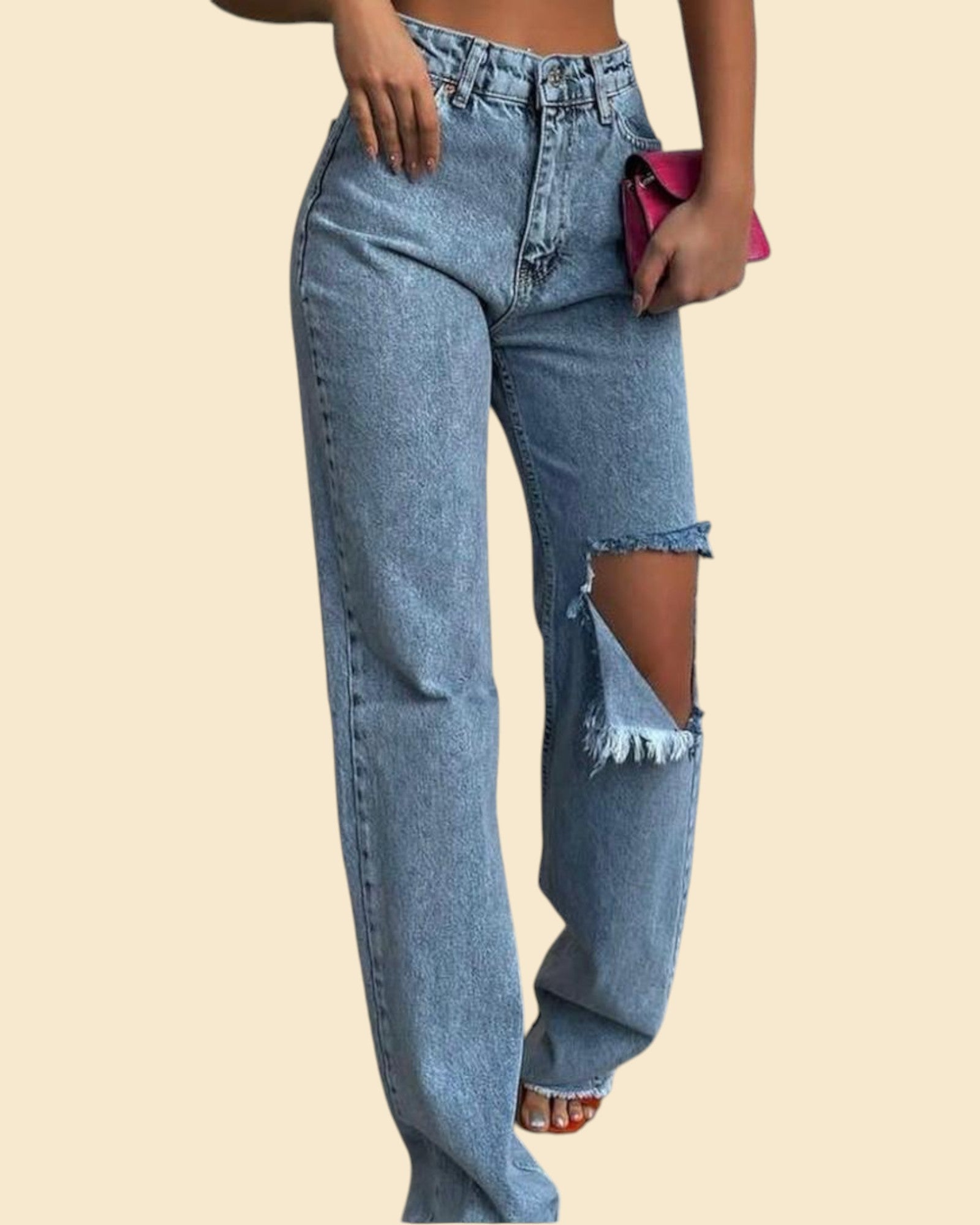 The Knee-Slit Straight Denim