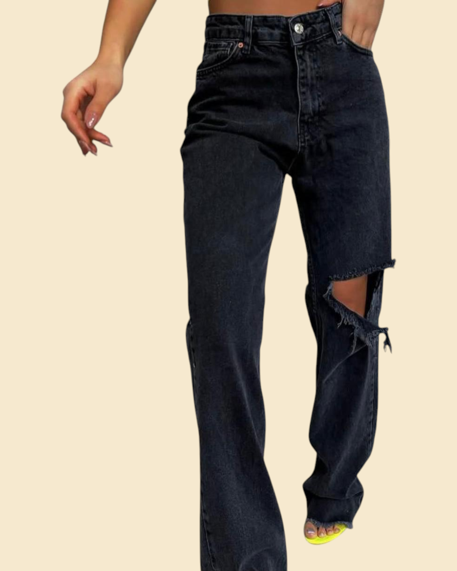 The Knee-Slit Straight Denim