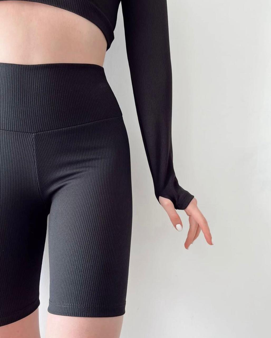 Zip-Up Crop Top & Biker Shorts Set