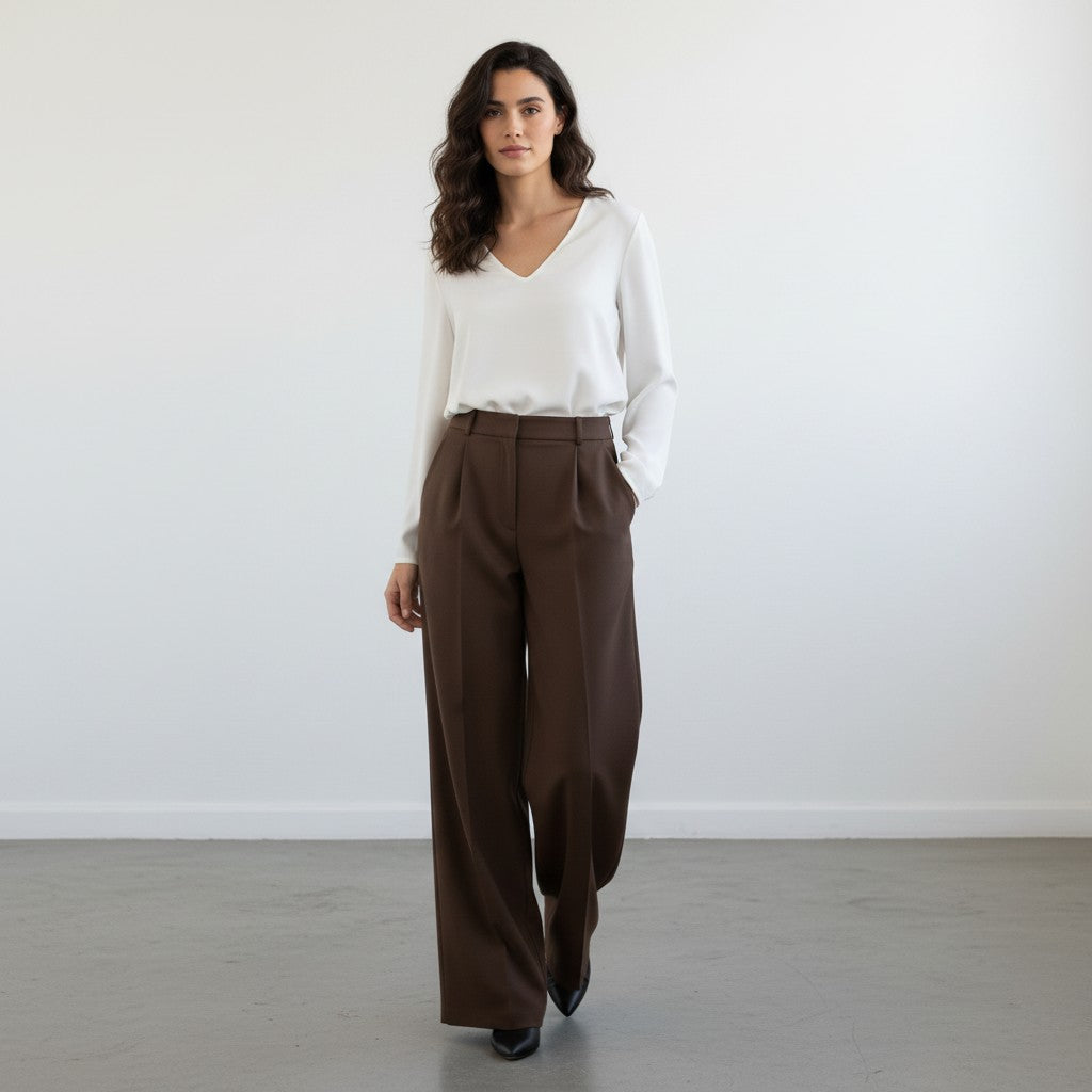 Classic High-Waist Tailored Trousers