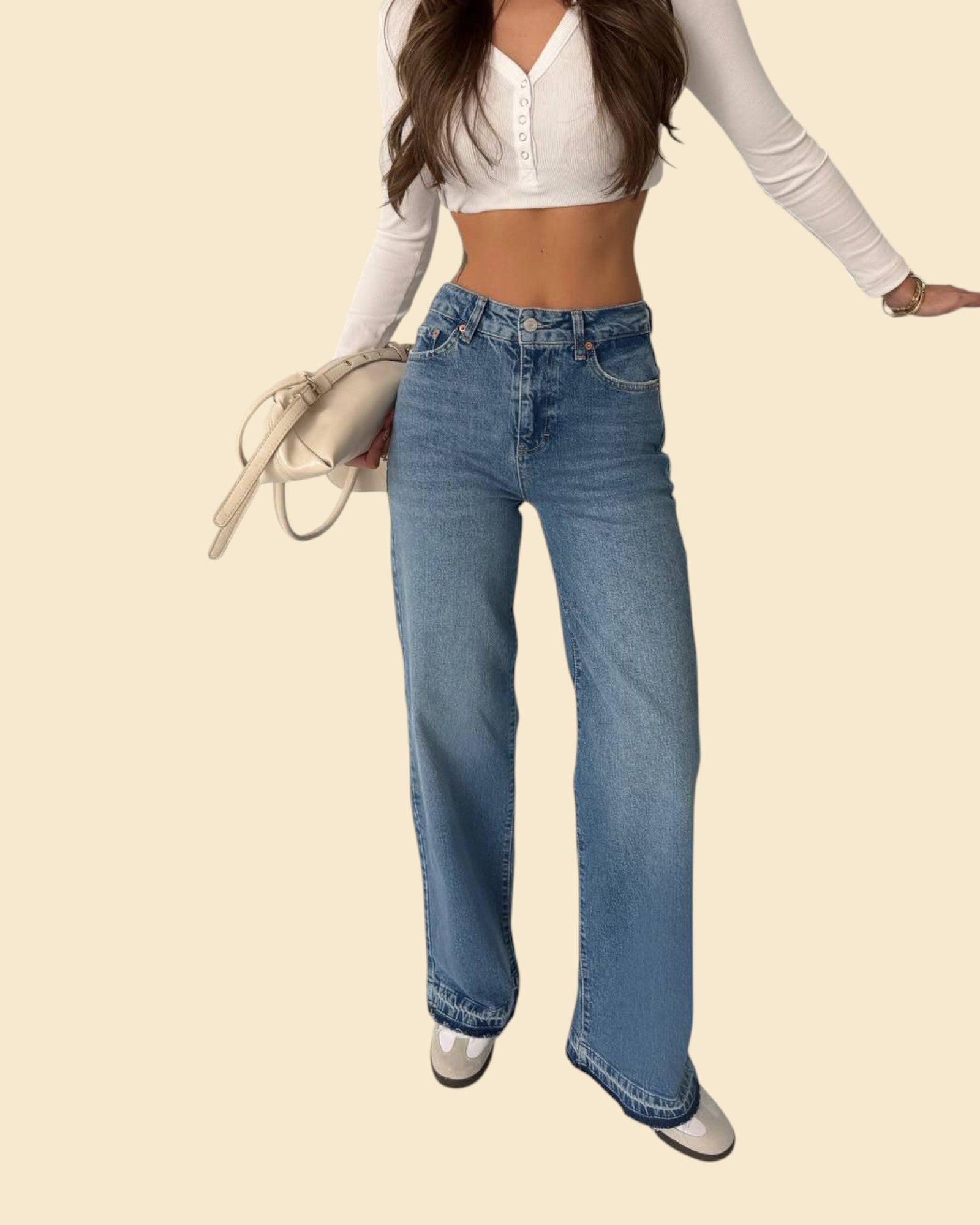 Wide-Leg Denim Jeans
