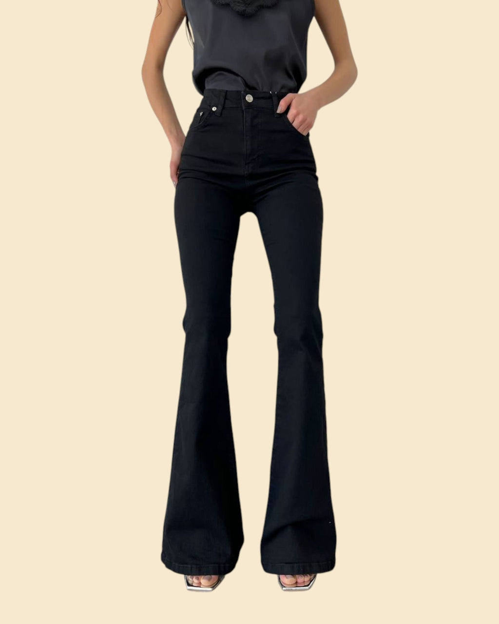 High-Rise Black Flare Jeans