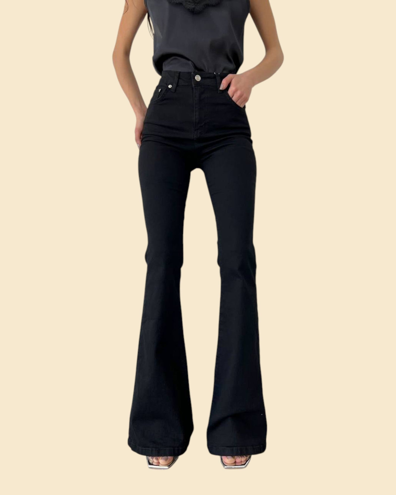 High-Rise Black Flare Jeans