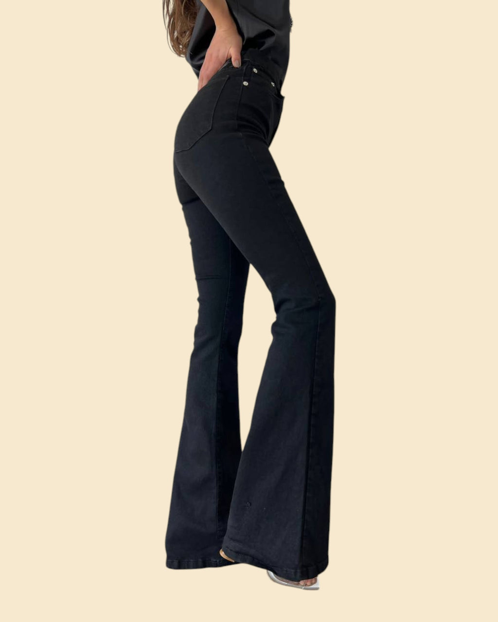 High-Rise Black Flare Jeans