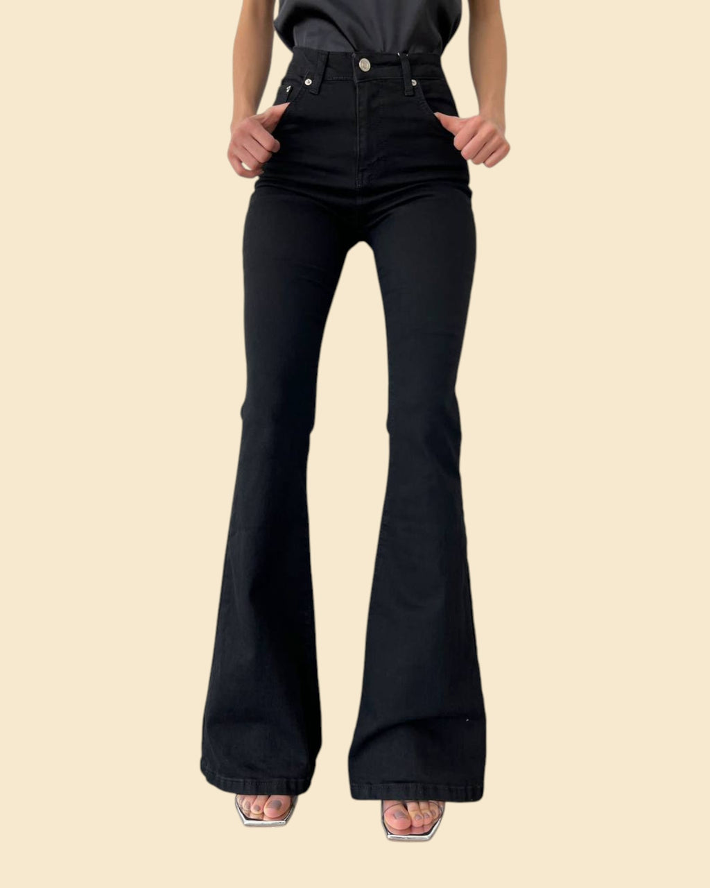 High-Rise Black Flare Jeans