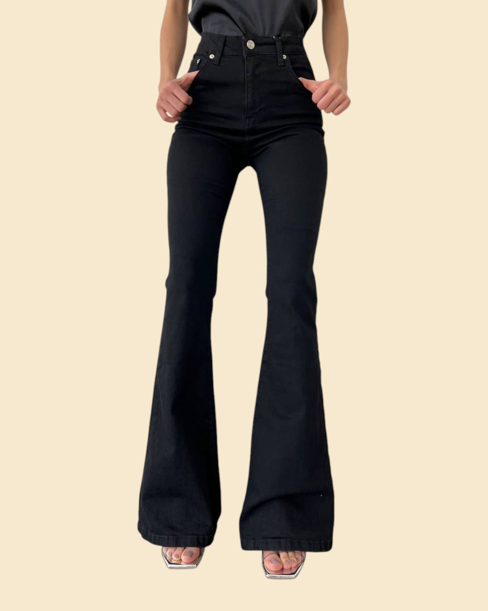 High-Rise Black Flare Jeans