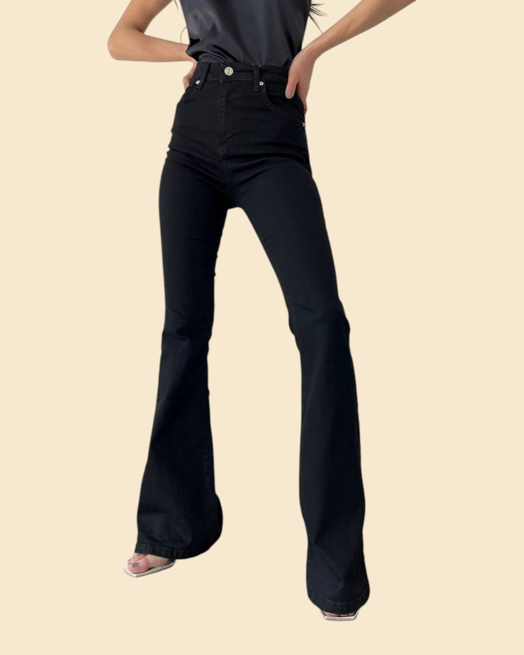 High-Rise Black Flare Jeans