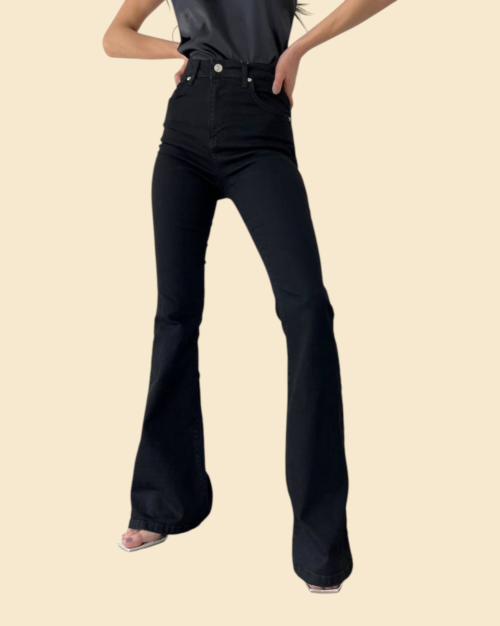 High-Rise Black Flare Jeans