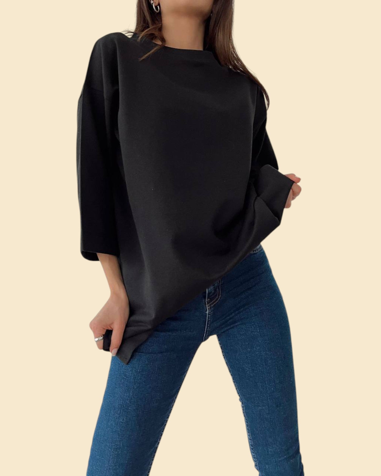 Minimal Oversized Side-Slit Tee