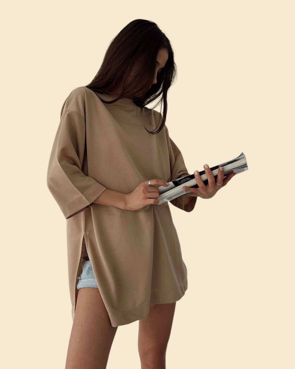 Minimal Oversized Side-Slit Tee