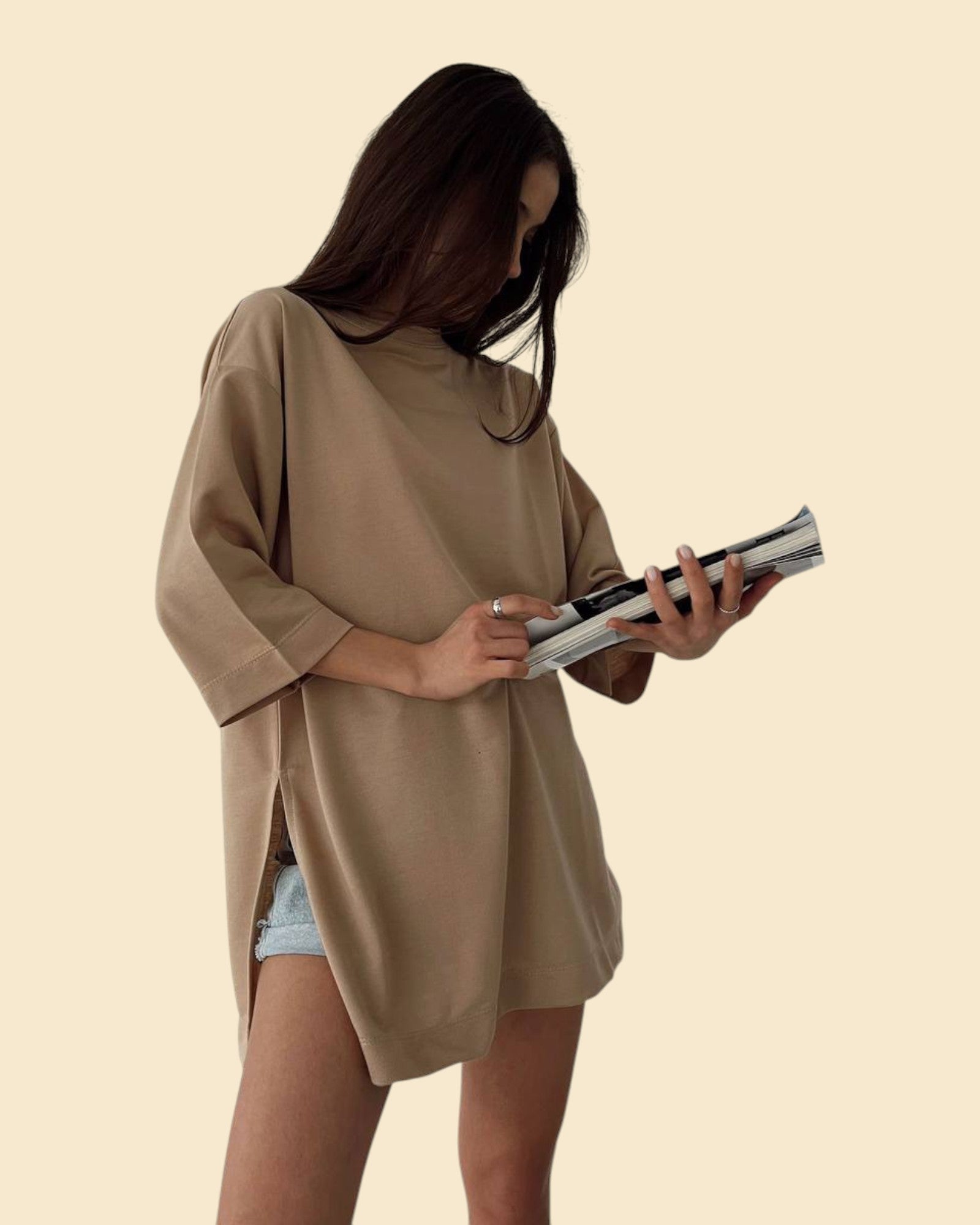 Minimal Oversized Side-Slit Tee