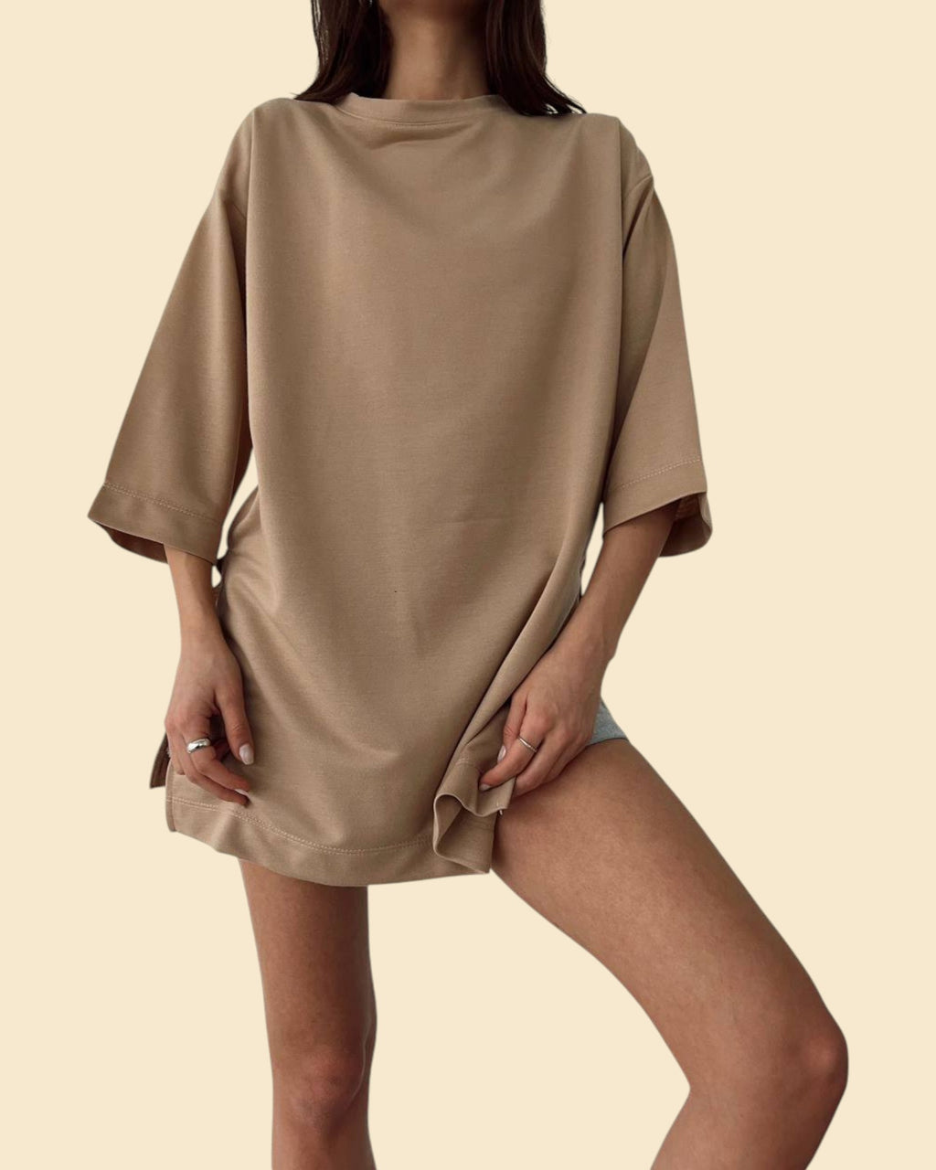 Minimal Oversized Side-Slit Tee