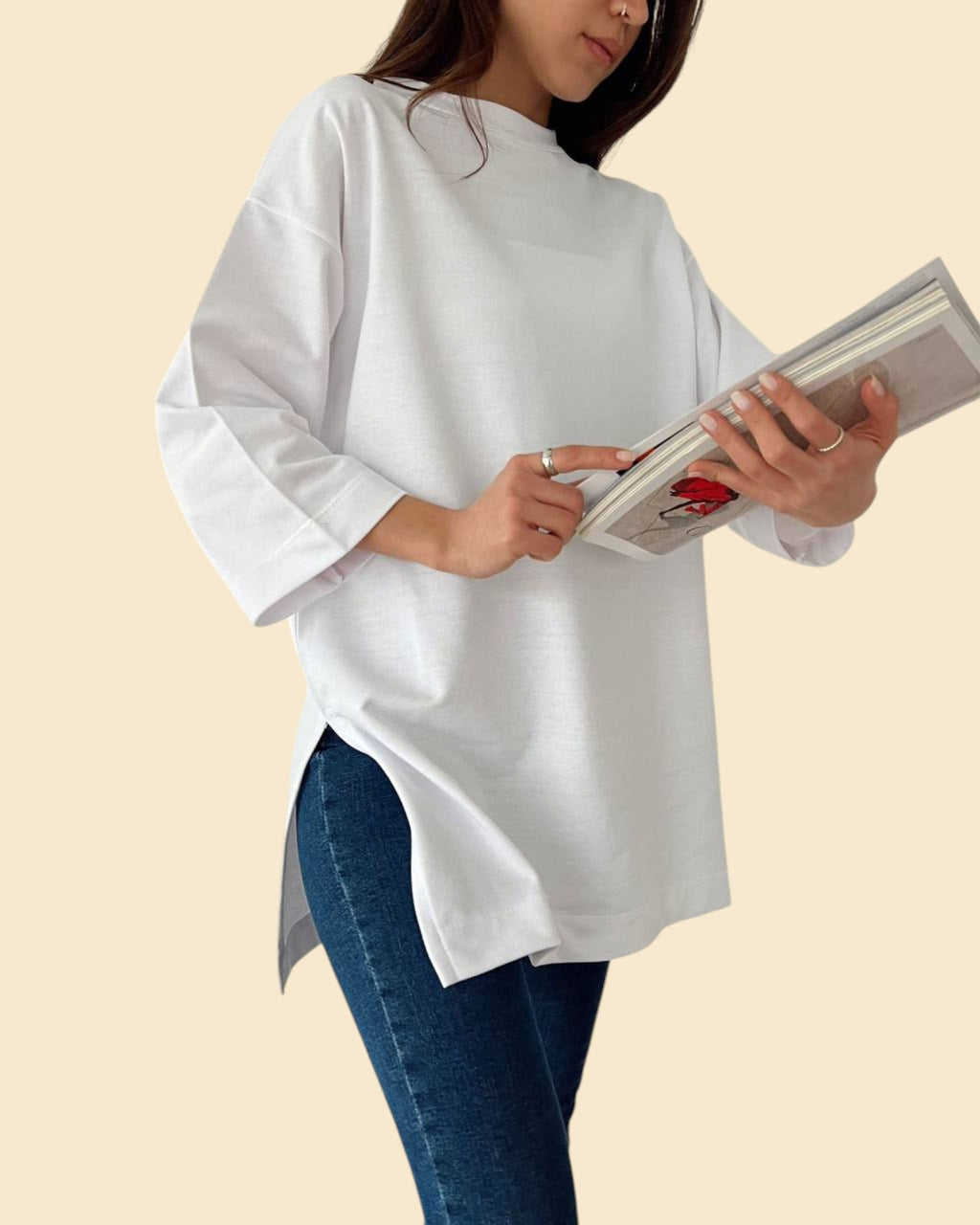 Minimal Oversized Side-Slit Tee