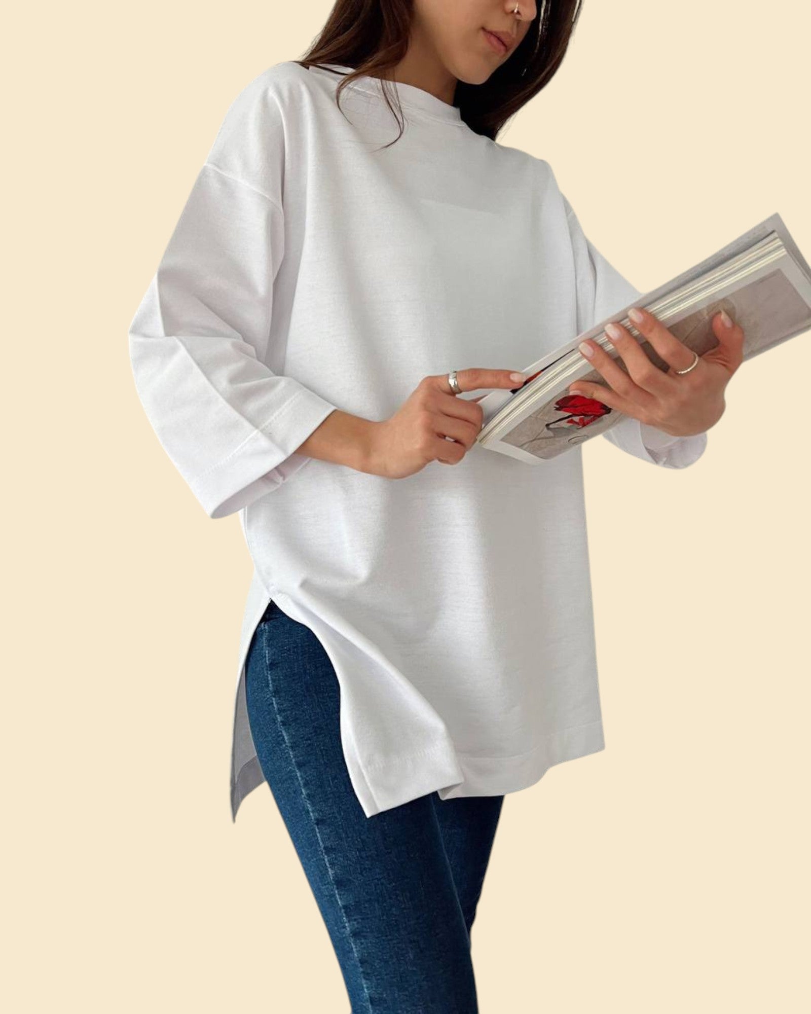 Minimal Oversized Side-Slit Tee