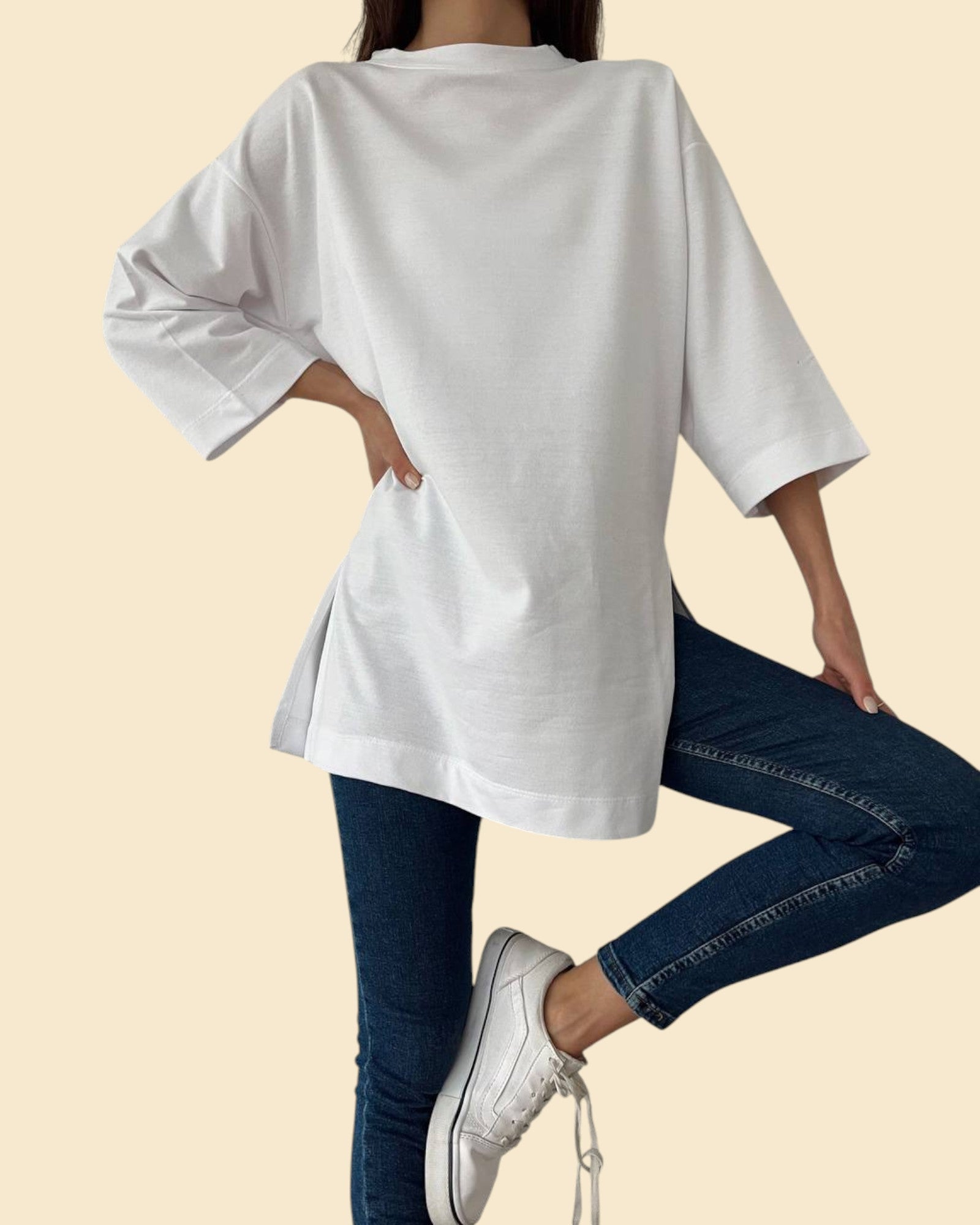 Minimal Oversized Side-Slit Tee
