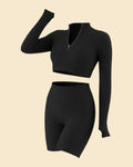 Zip-Up Crop Top & Biker Shorts Set