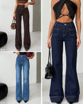 High-Rise Patch-Pocket Flare Denim