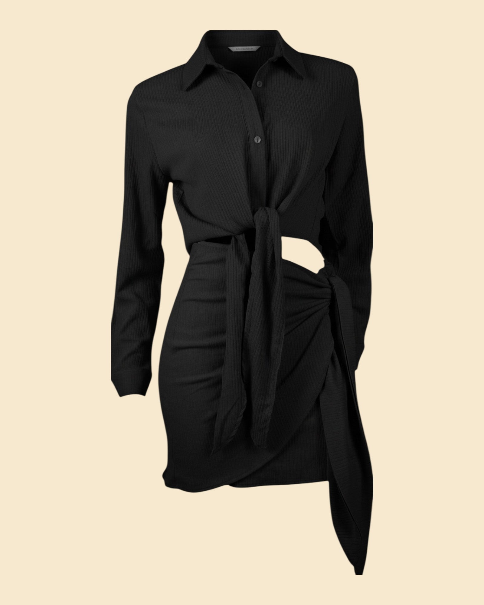 Textured Wrap-Front Shirt & Mini Skirt Set
